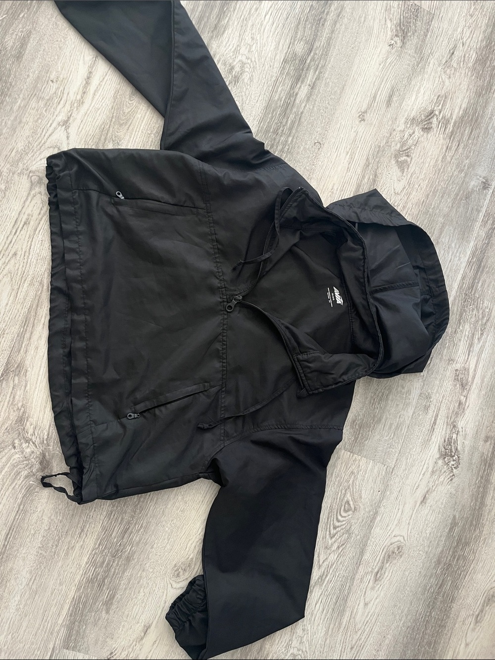 Avia Black Hooded Windbreaker Jacket